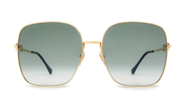 Gucci GG0879S Sunglasses, Gold with Green Gradient, view 1