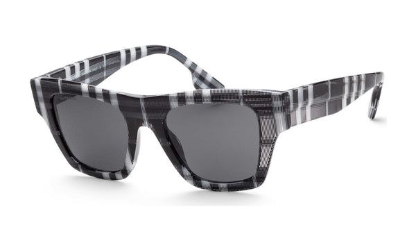 Burberry Ernest BE4360 Sunglasses, Check White/Black with Dark Grey, view 1
