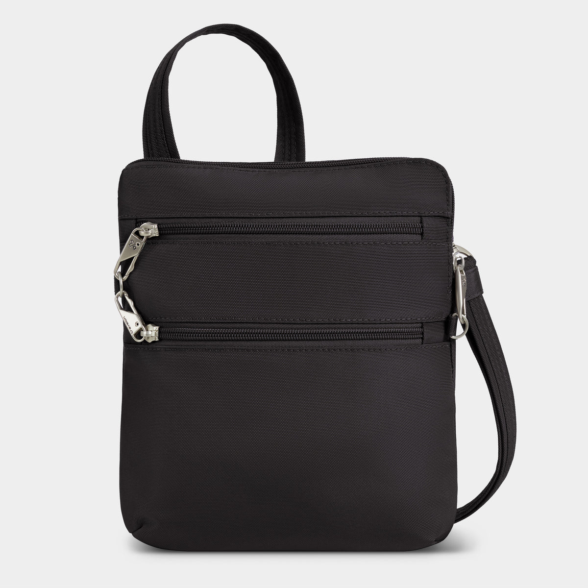 Travelon Classic Anti-Theft Slim Double Zip Crossbody in Black