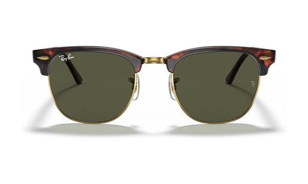 Ray-Ban Clubmaster Classic RB3016 Sunglasses, Tortoise on Gold with G-15 Green, view 1