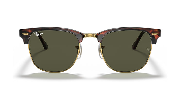 Ray-Ban Clubmaster Classic RB3016 Sunglasses, Tortoise on Gold with G-15 Green, view 1