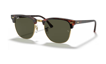 Ray-Ban Clubmaster Classic RB3016 Sunglasses, Tortoise on Gold with G-15 Green, view 2