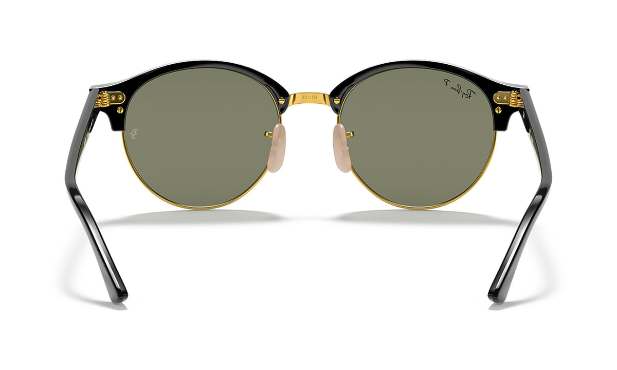 Ray-Ban Clubround Classic RB4246 Polarized Sunglasses, Black on Gold with G-15 Green, view 4
