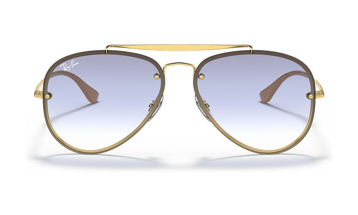 Ray-Ban Blaze Aviator RB3584N Sunglasses, Arista Gold with Light Blue Gradient, view 1