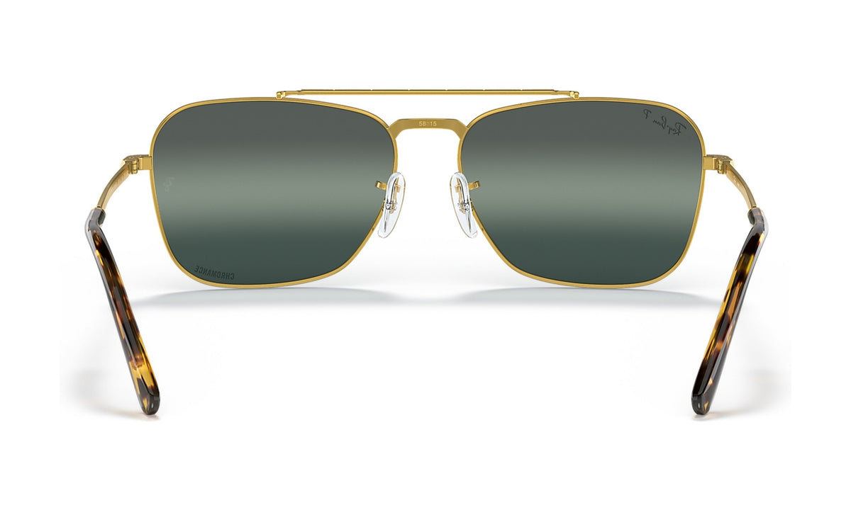 Ray-Ban New Caravan RB3636 Polarized Sunglasses, Gold with Silver/Blue Mirror, view 4