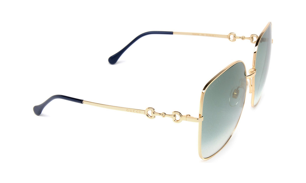 Gucci GG0879S Sunglasses, Gold with Green Gradient, view 2