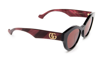 Gucci GG0957S Sunglasses, Shiny Black with Red, view 2