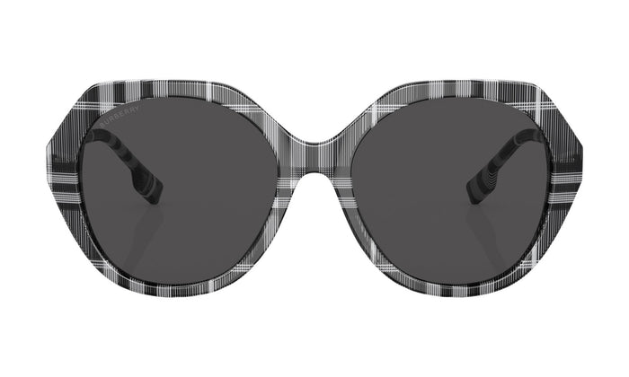 Burberry Vanessa BE4375 Sunglasses, Check White/Black with Dark Grey, view 1