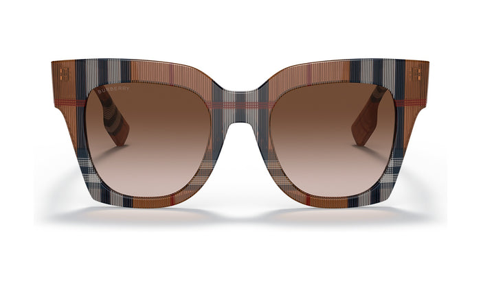 Burberry Kitty BE4364 Sunglasses, Check Brown with Brown Gradient, view 1