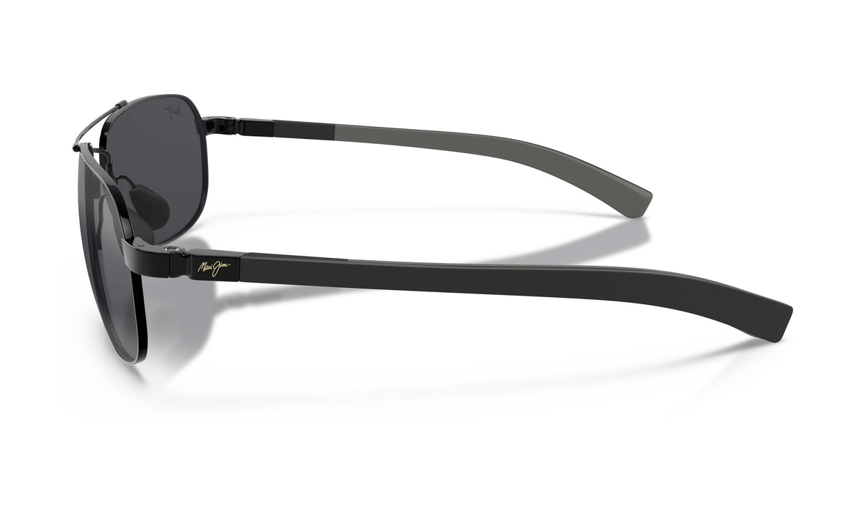 Maui Jim Guardrails 327-02 Polarized Aviator Sunglasses, Gloss Black, Neutral Grey, view 3