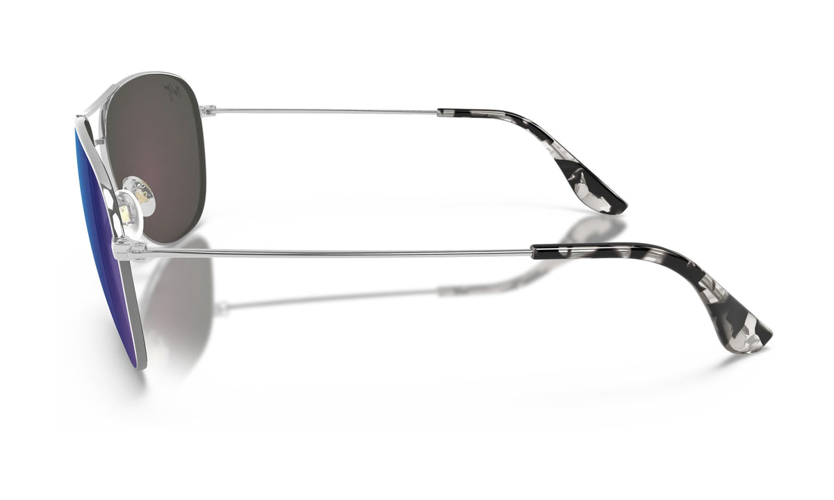 Maui Jim Cliff House B247-17 Polarized Aviator Sunglasses, Silver with Blue Hawaii, view 3