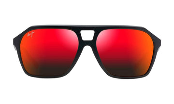 Maui Jim Wedges RM880-02A Polarized Sunglasses, Matte Black with Hawaii Lava, view 1