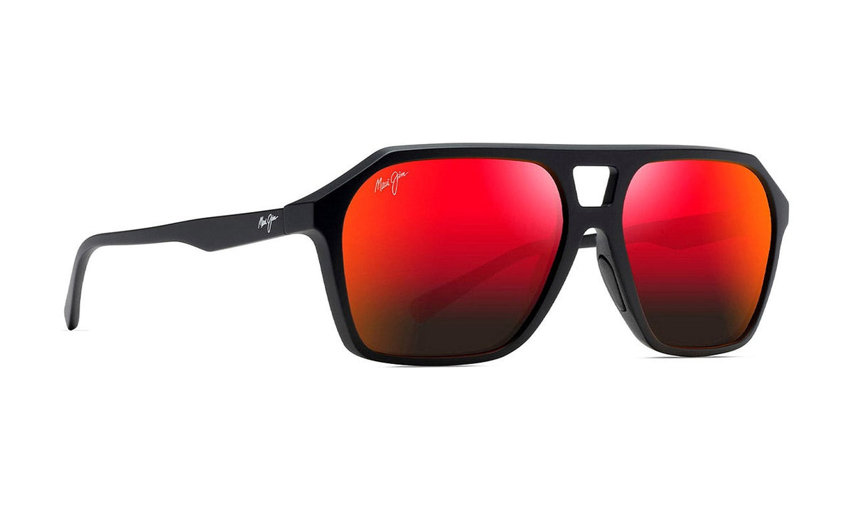 Maui Jim Wedges RM880-02A Polarized Sunglasses, Matte Black with Hawaii Lava, view 4