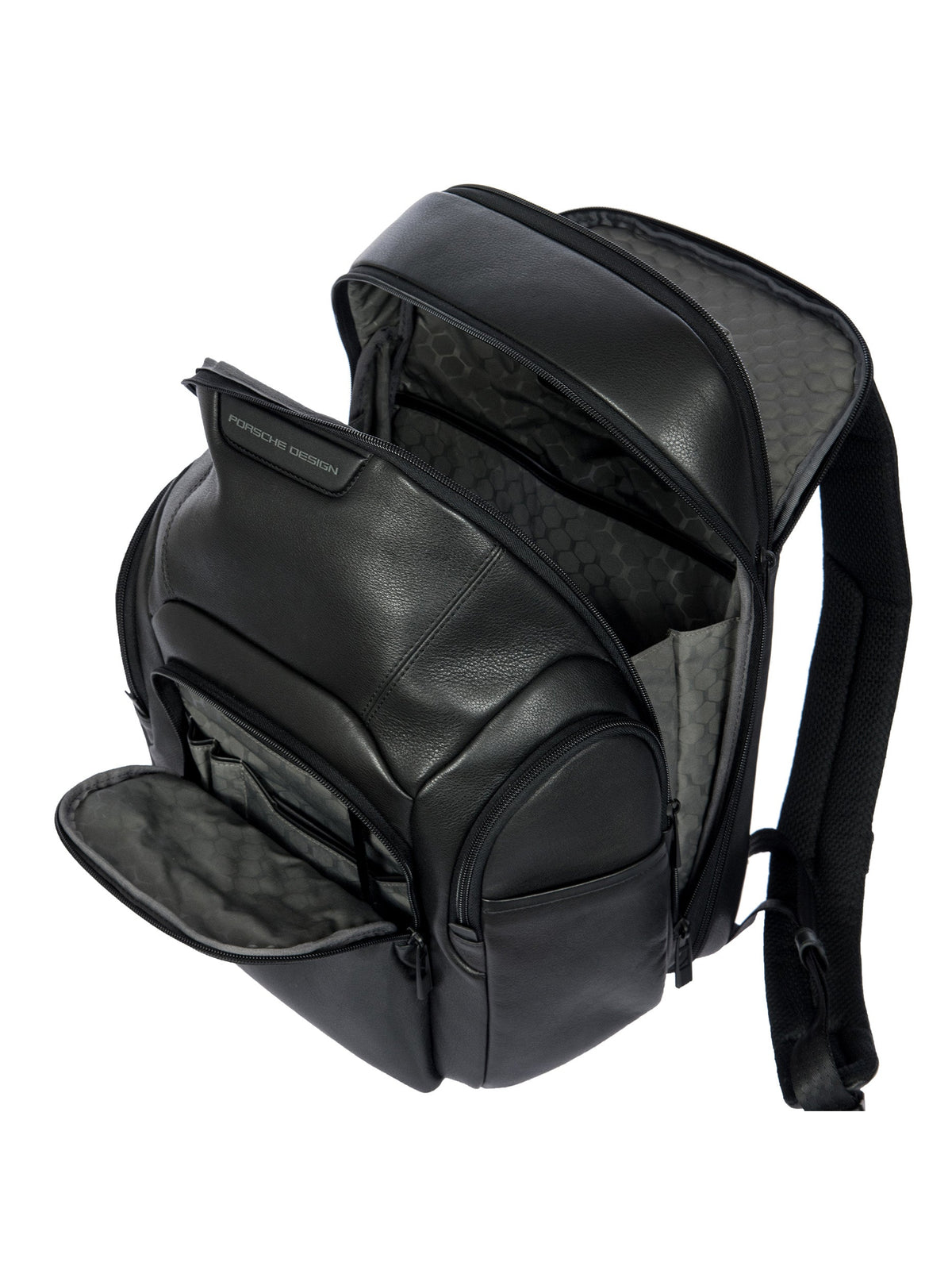 Porsche Design Leather Laptop Backpack M Expandable in Black, view 5