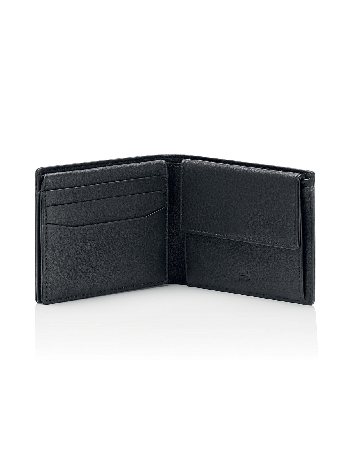 Porsche Design Vertical Bifold Leather Wallet 5 in Black, Business Grained, view 3