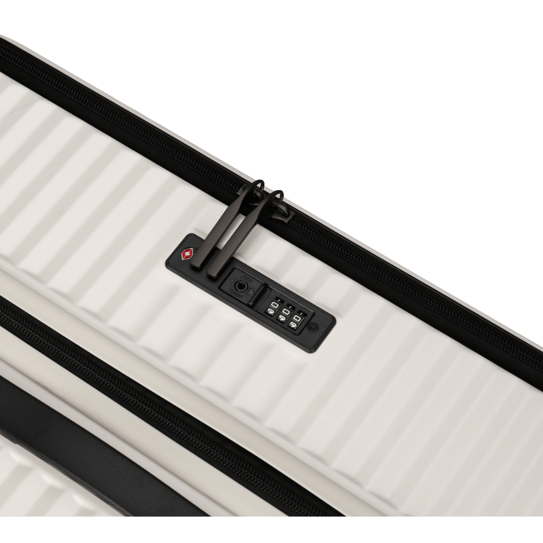 Panthera Uncia Hardside Spinner Suitcase with Front Pocket in White, view 7