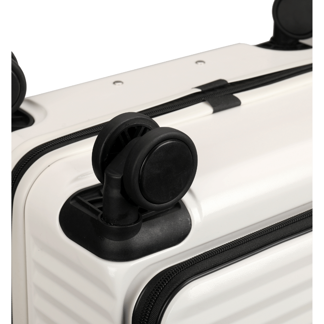 Panthera Uncia Hardside Spinner Suitcase with Front Pocket in White, view 8