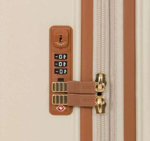 TSA combination lock and zip pullers on a Bric's Bellagio suitcase