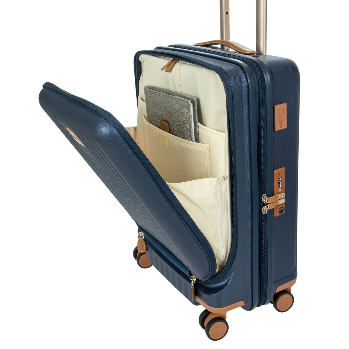 Bric's Capri 2.0 Expandable Checked Spinner in Matte Blue, view 3