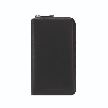 Porsche Design Leather Zip-Around Wallet 15 in Black, Business Grained, view 1