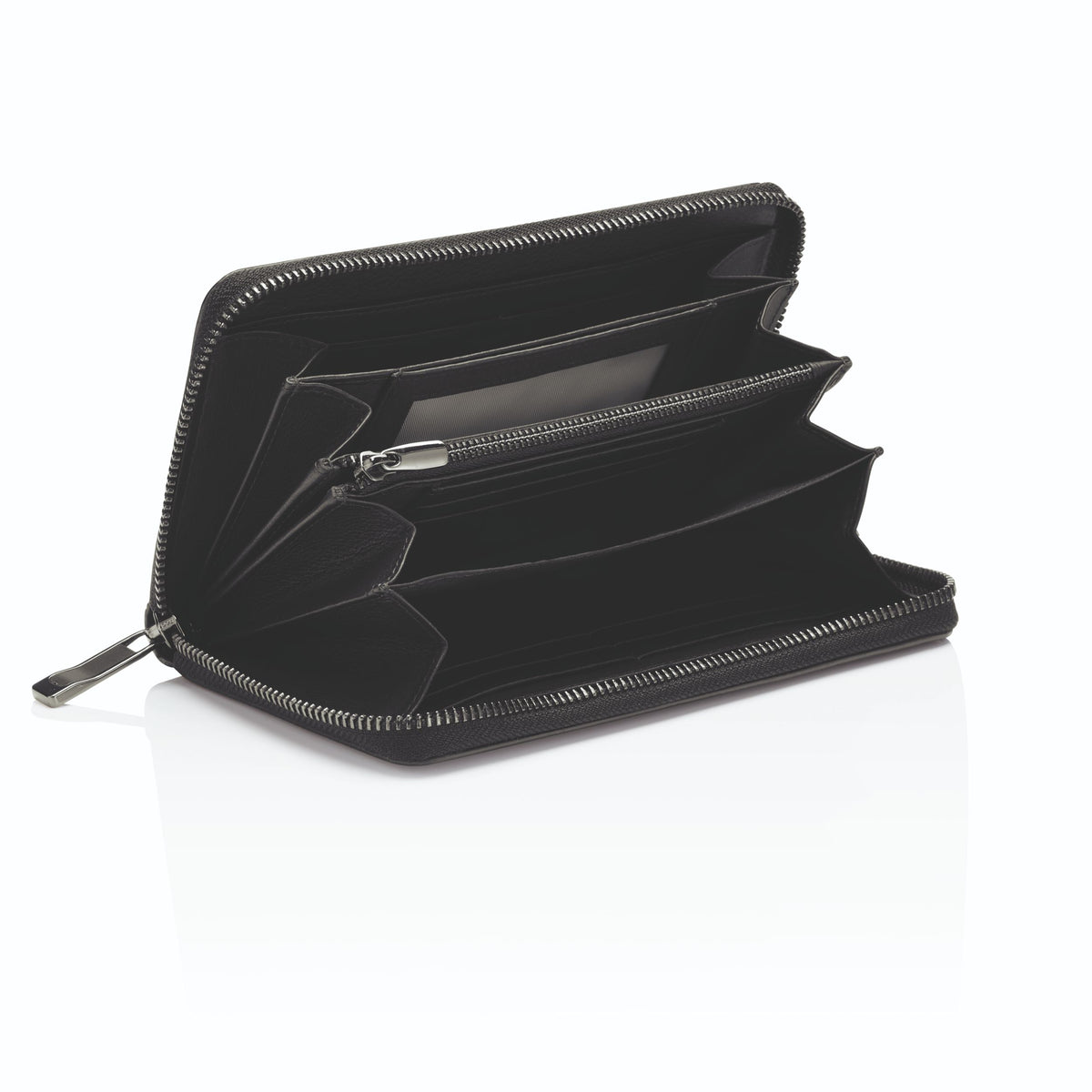 Porsche Design Leather Zip-Around Wallet 15 in Black, Business Grained, view 4